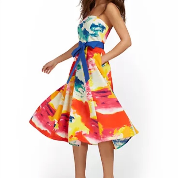 Petite Strapless Bow-Front Midi Dress - Picture 3 of 4